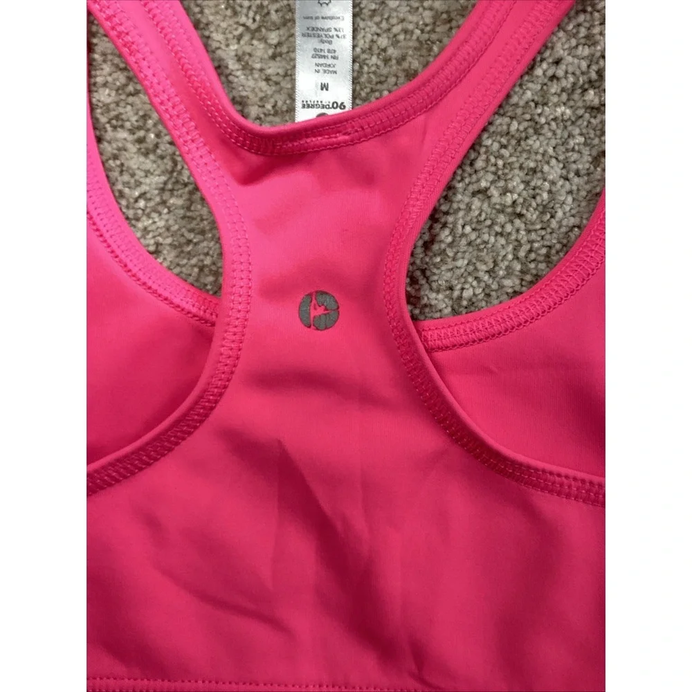 Womens 90 Degree Sports Bra Pink Racerback Bra Size Med